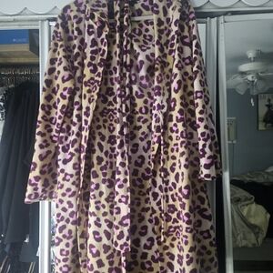 Veronica M Purple and Tan Leopard Teddy Jacket